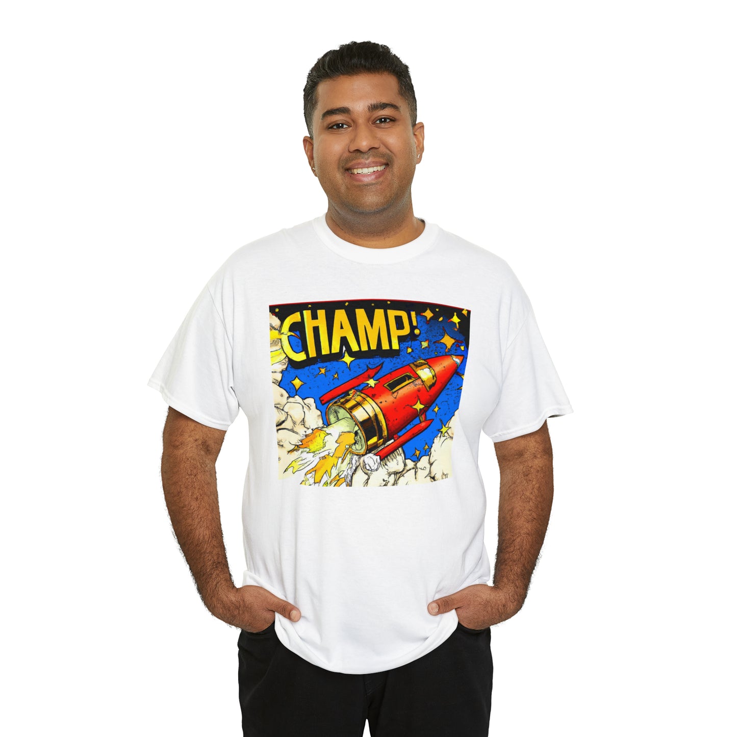 CHAMP! Spaceship 4 - 1700's Comic Style - AI Art - Gildan Heavy Cotton Tee