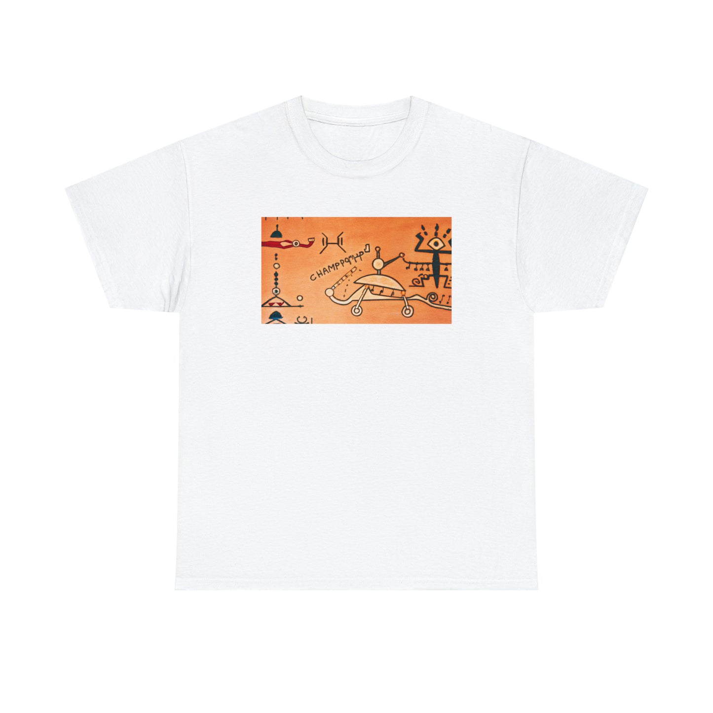 Heiroglyphic Spaceship - AI Art - Gildan Heavy Cotton Tee