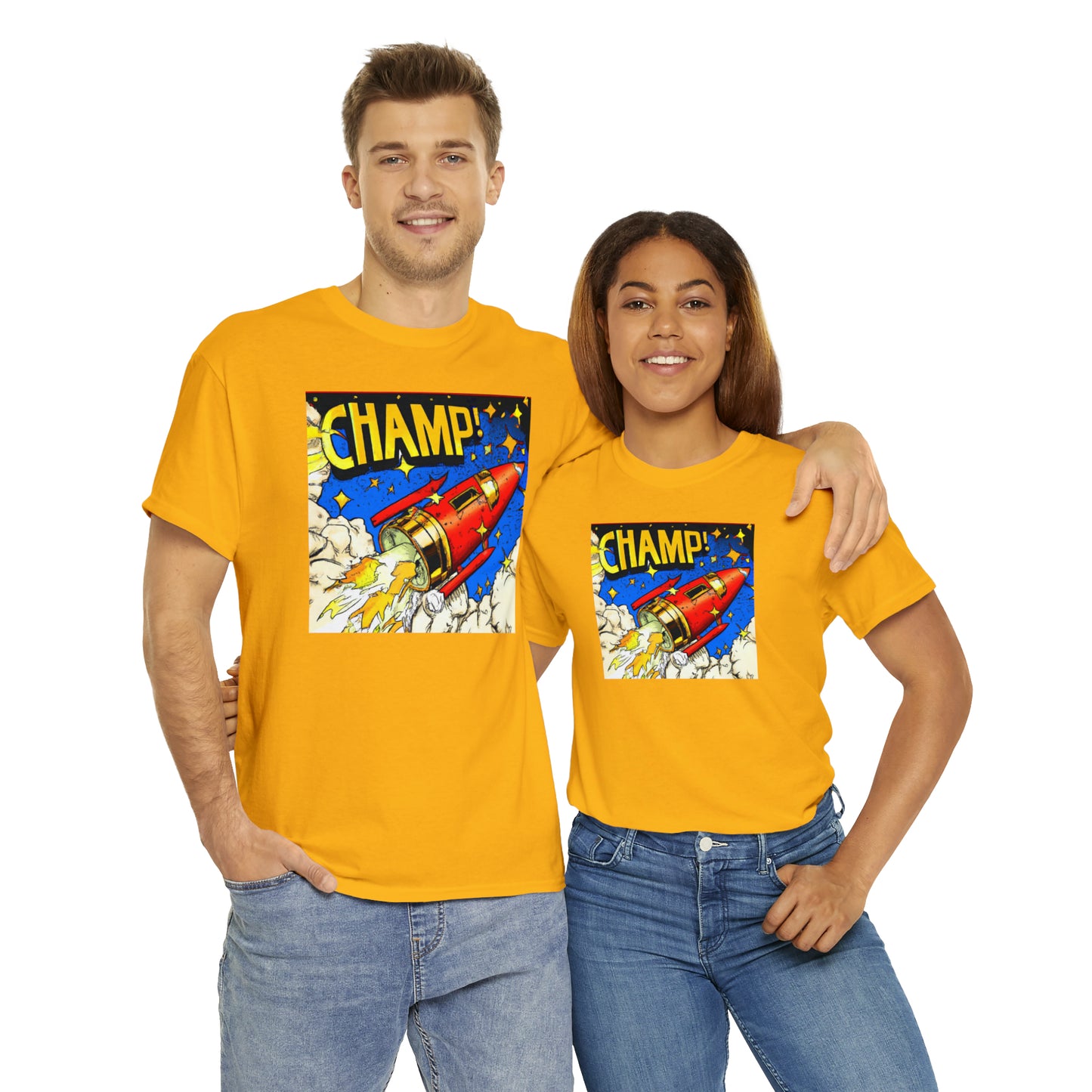 CHAMP! Spaceship 4 - 1700's Comic Style - AI Art - Gildan Heavy Cotton Tee