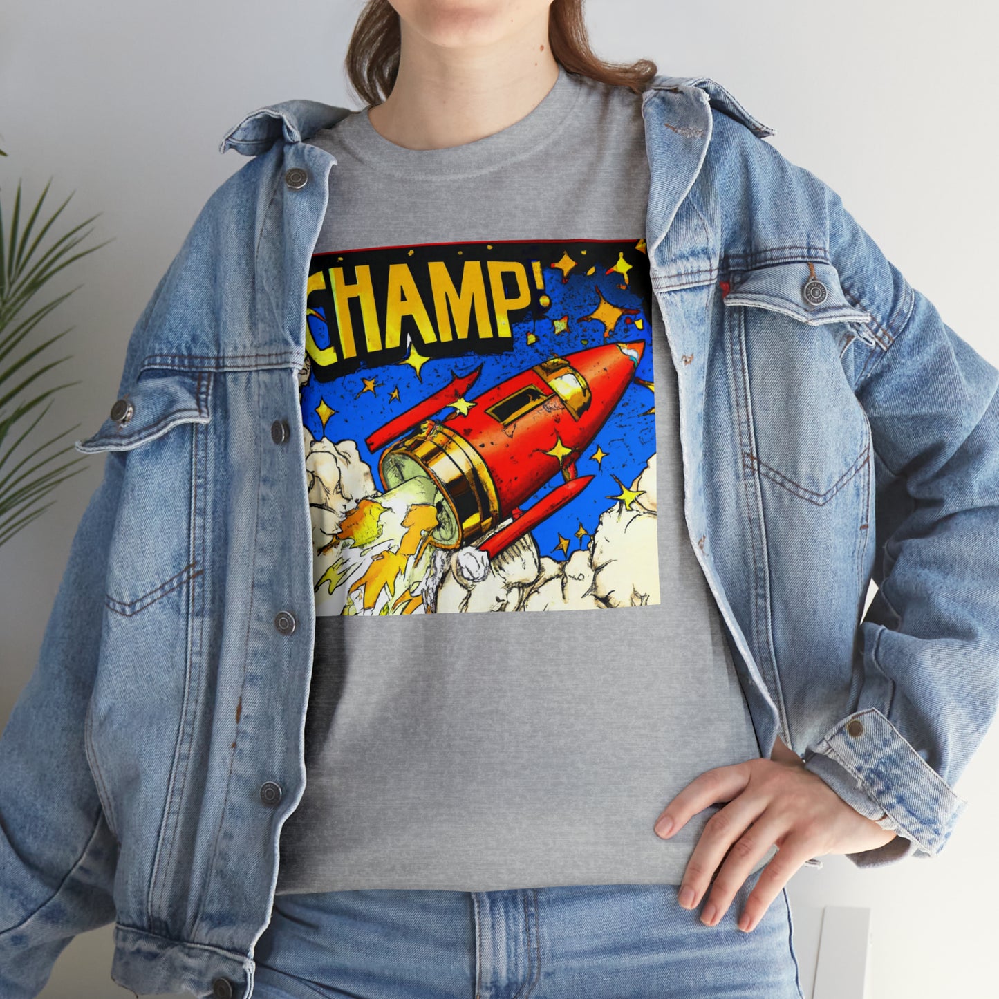 CHAMP! Spaceship 4 - 1700's Comic Style - AI Art - Gildan Heavy Cotton Tee