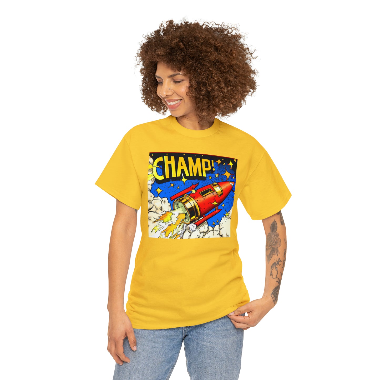 CHAMP! Spaceship 4 - 1700's Comic Style - AI Art - Gildan Heavy Cotton Tee