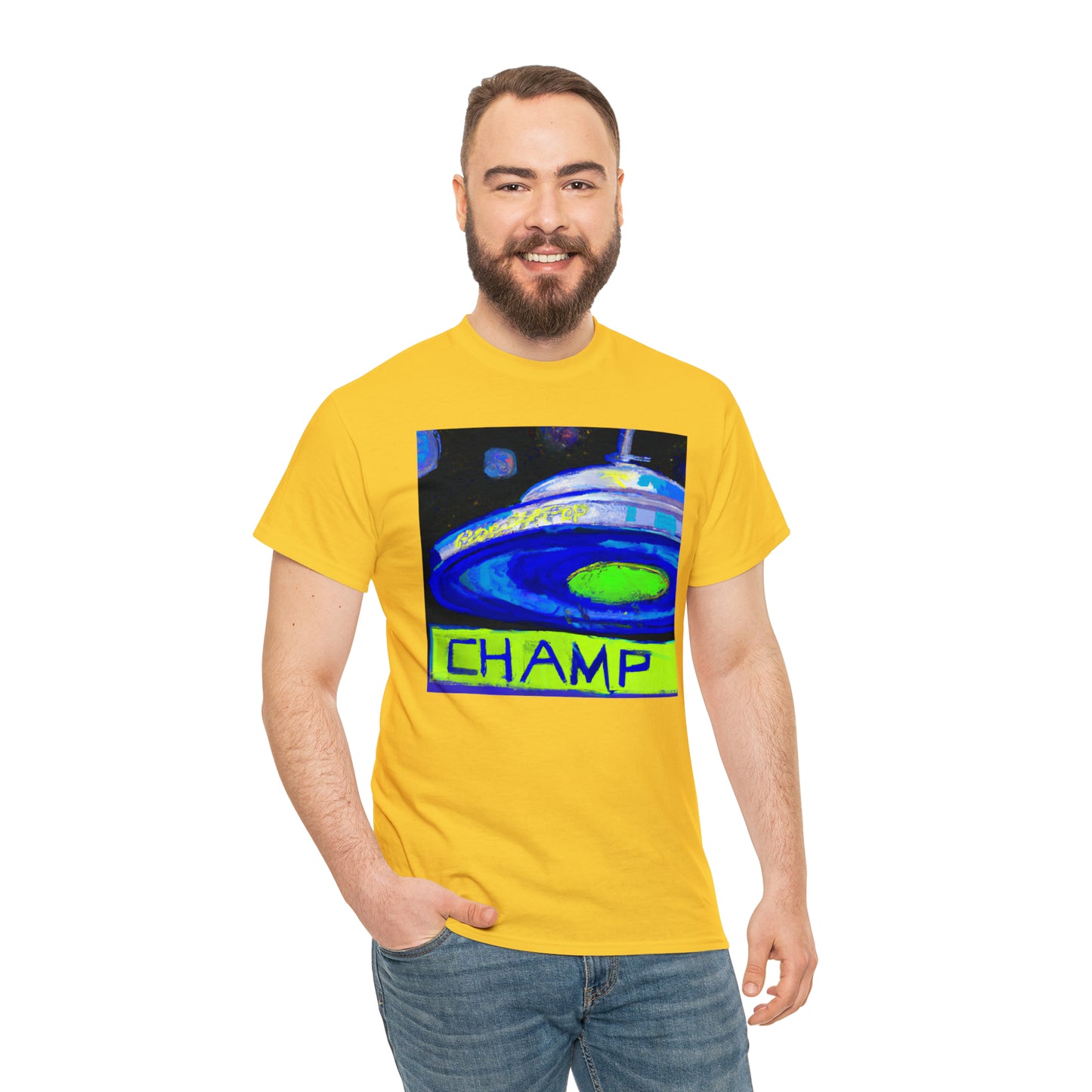 CHAMP UFO 12 - Post-Modern Style - AI Art - Gildan Heavy Cotton Tee