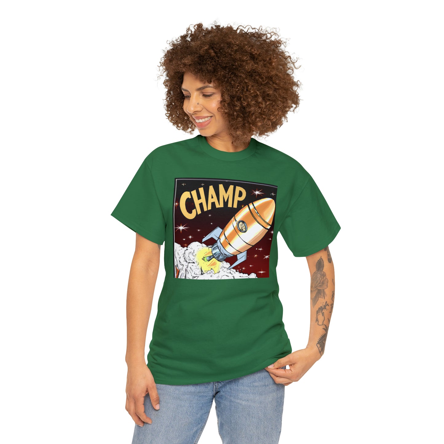 CHAMP Spaceship 12 - 1800's Style Comic Art - AI Art - Gildan Heavy Cotton Tee