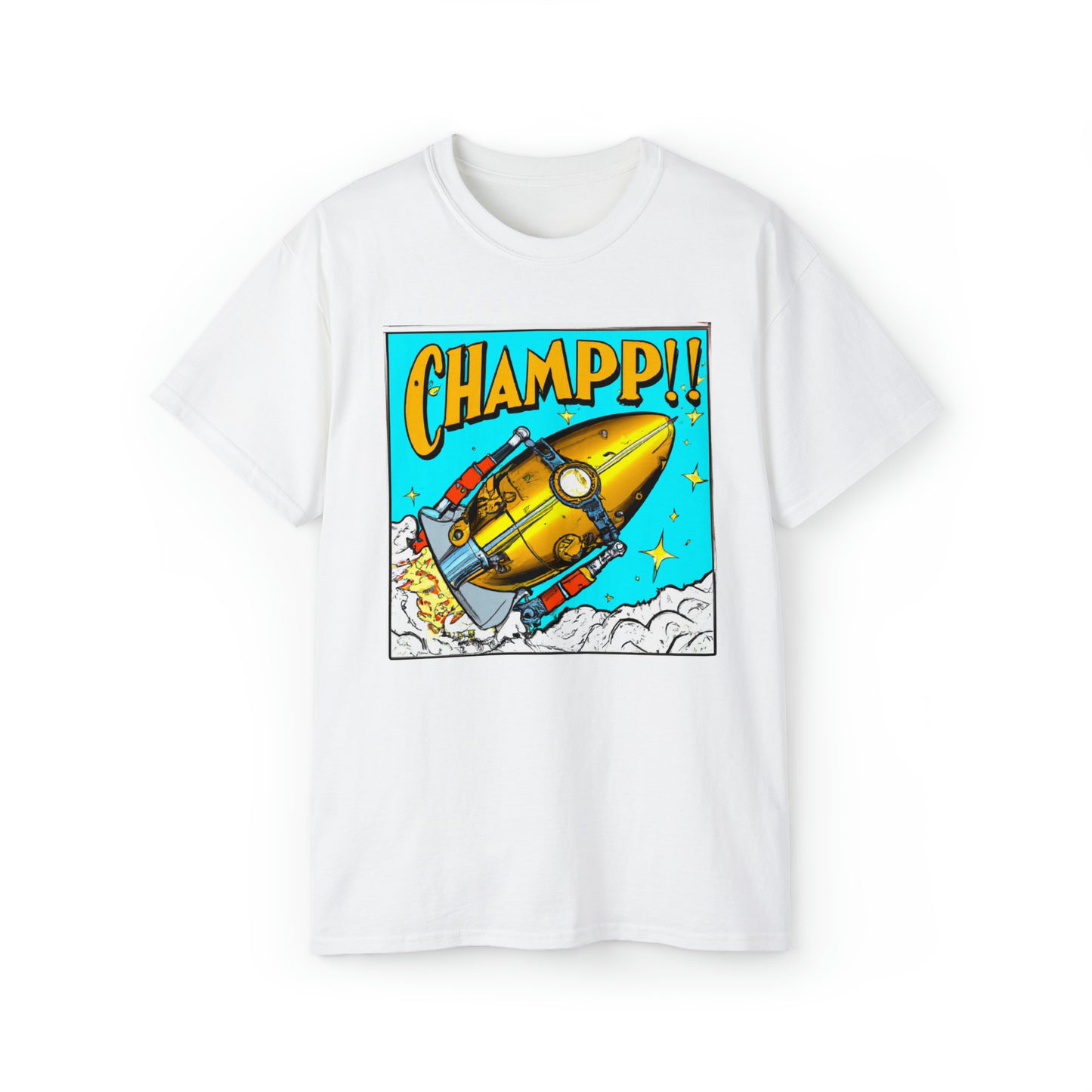 CHAMP Spaceship 10 - 1800's Style Comic Art - AI Art - Gildan Ultra Cotton Tee