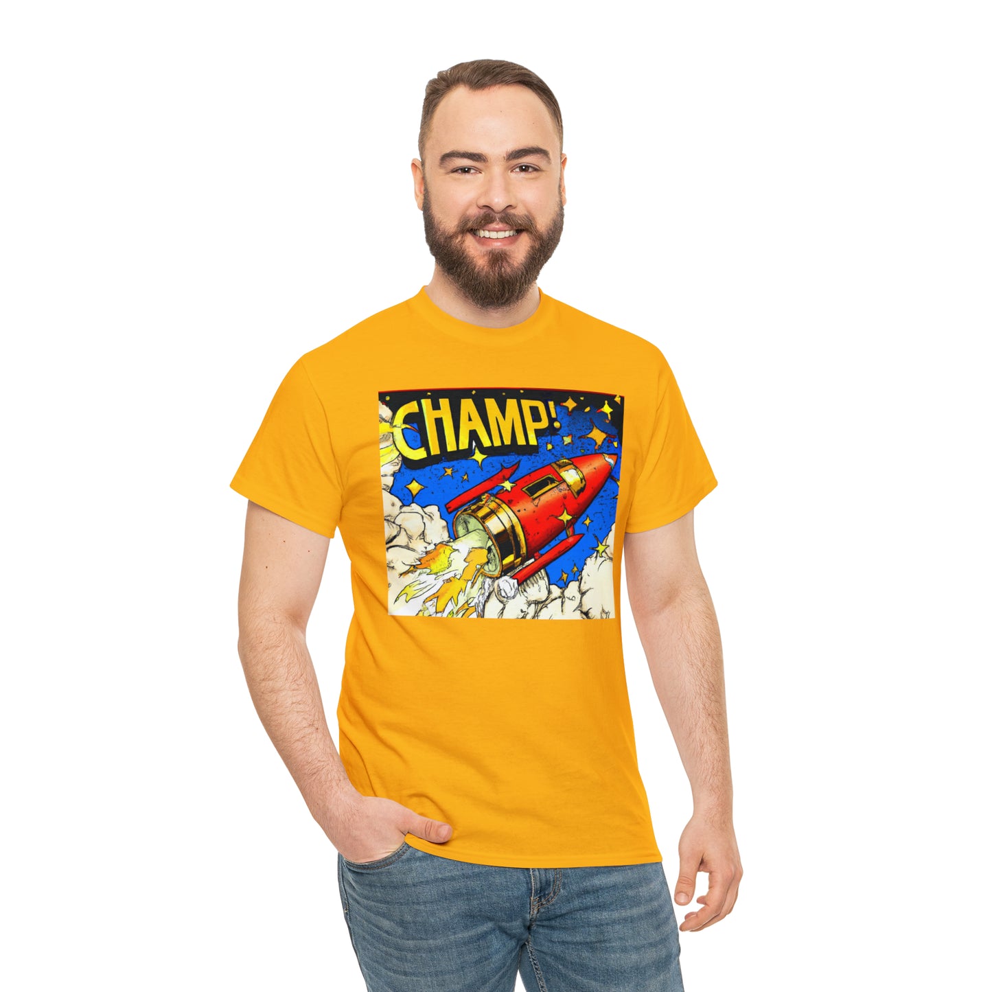 CHAMP! Spaceship 4 - 1700's Comic Style - AI Art - Gildan Heavy Cotton Tee