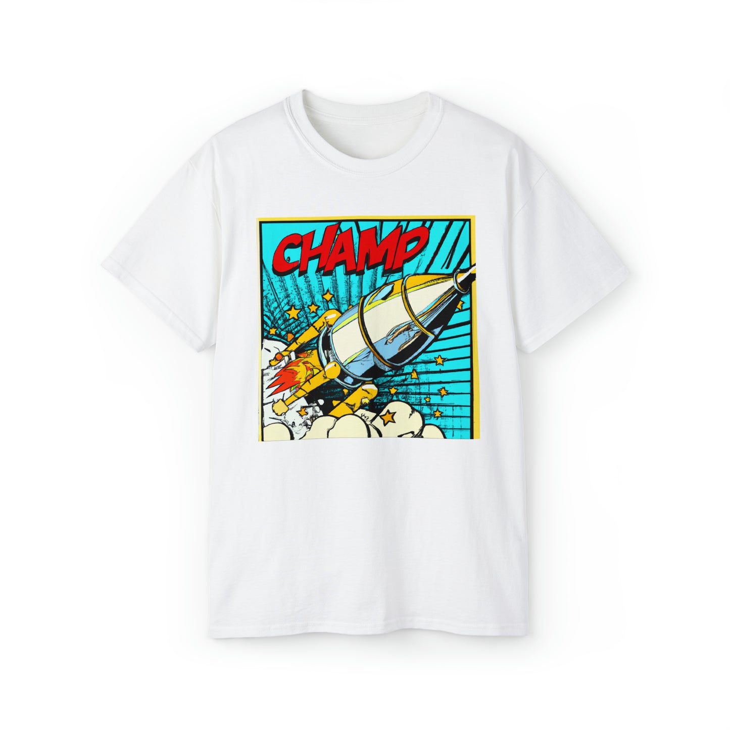 CHAMP Spaceship 6 - 1960's Style Comic Book Art - AI Art - Gildan Ultra Cotton Tee