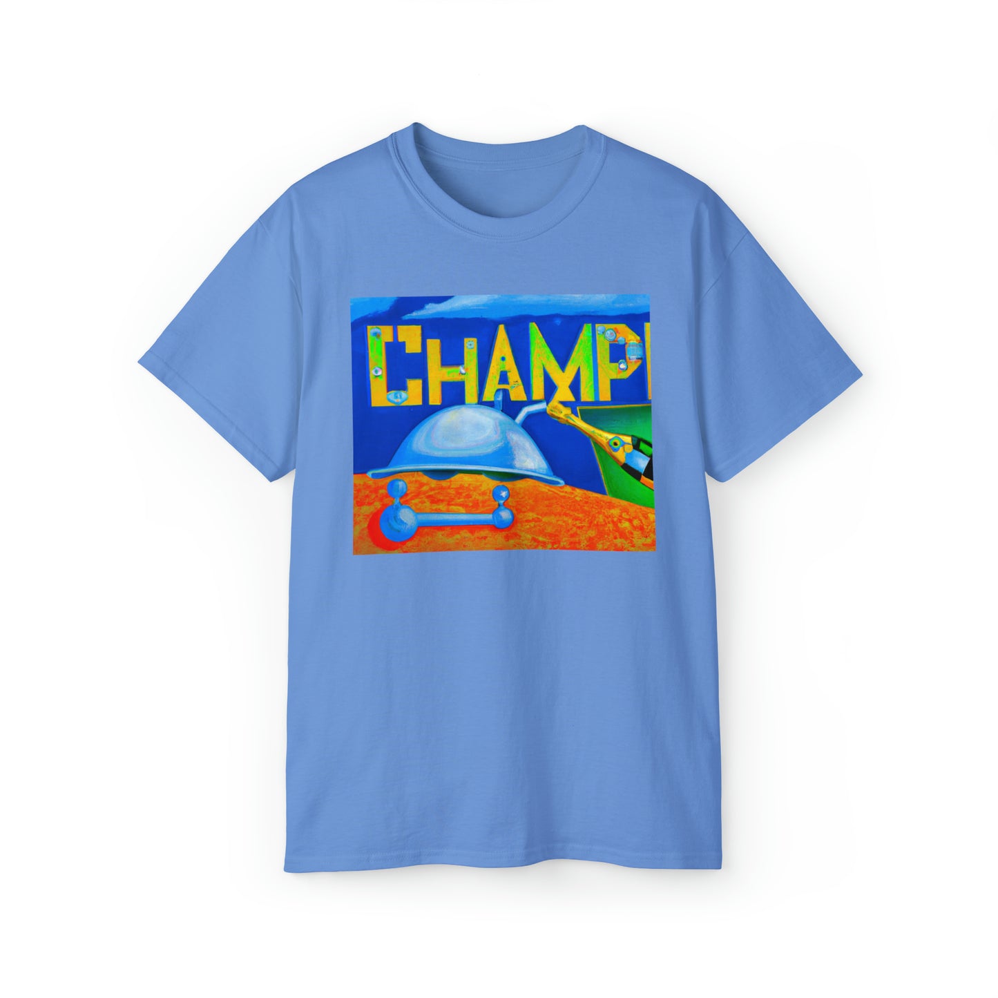 CHAMP Champagne Bottle - Cubist Style - AI Art - Gildan Ultra Cotton Tee