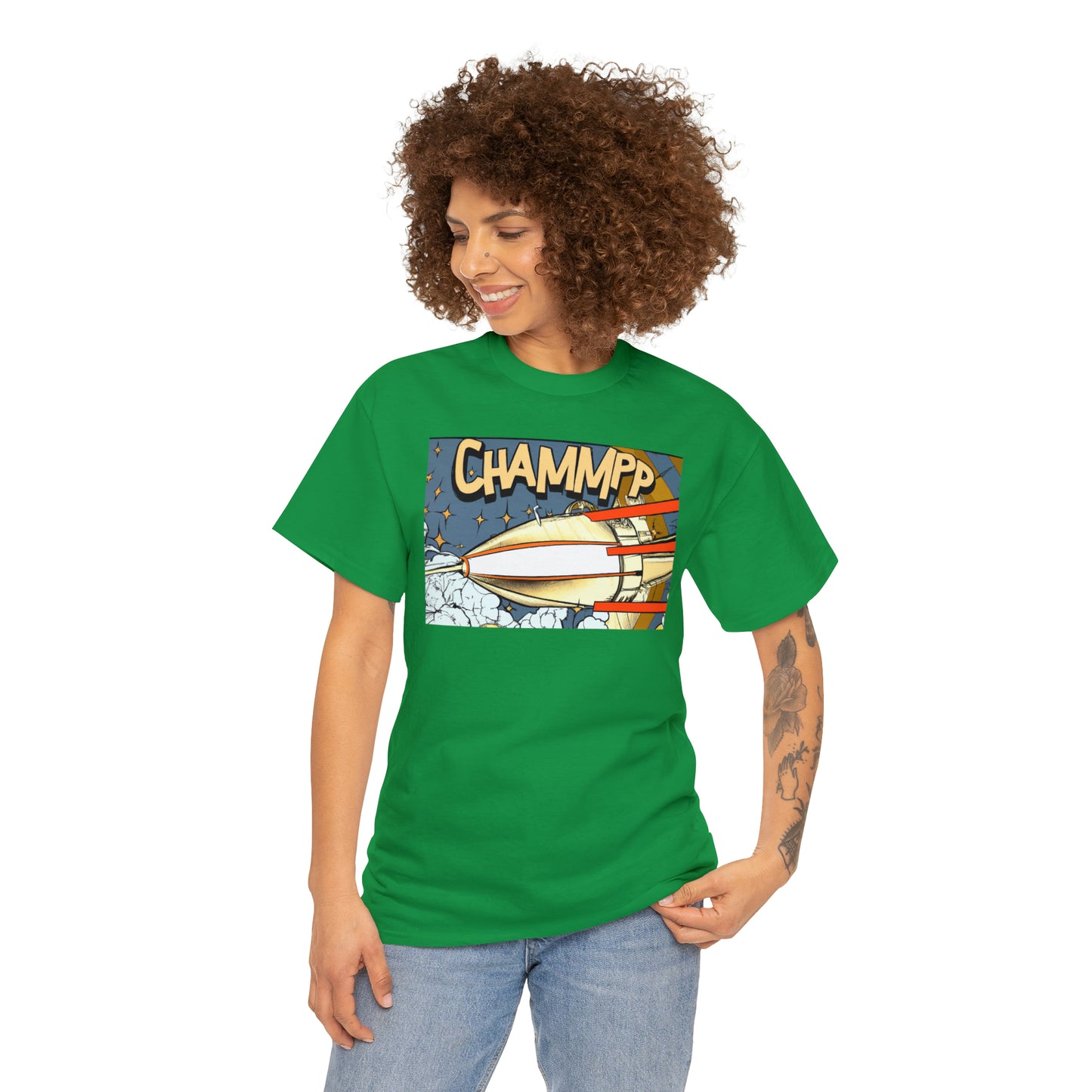 CHAMMPP Spaceship 2 - 1920's Style Comic - AI Art - Gildan Heavy Cotton Tee