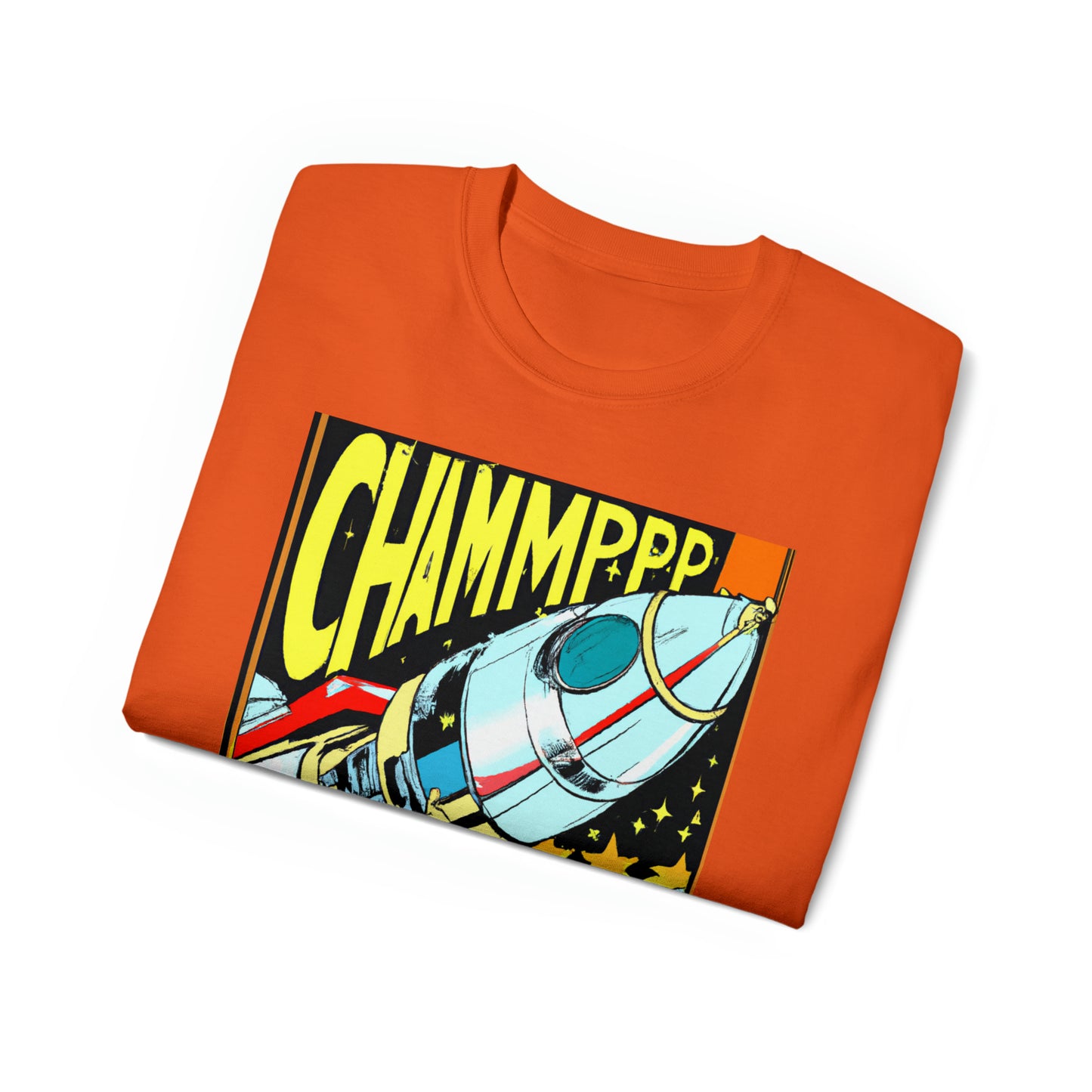 CHAMPPP Spaceship 7 - 1970's Style Comic Book Art - AI Art - Gildan Ultra Cotton Tee