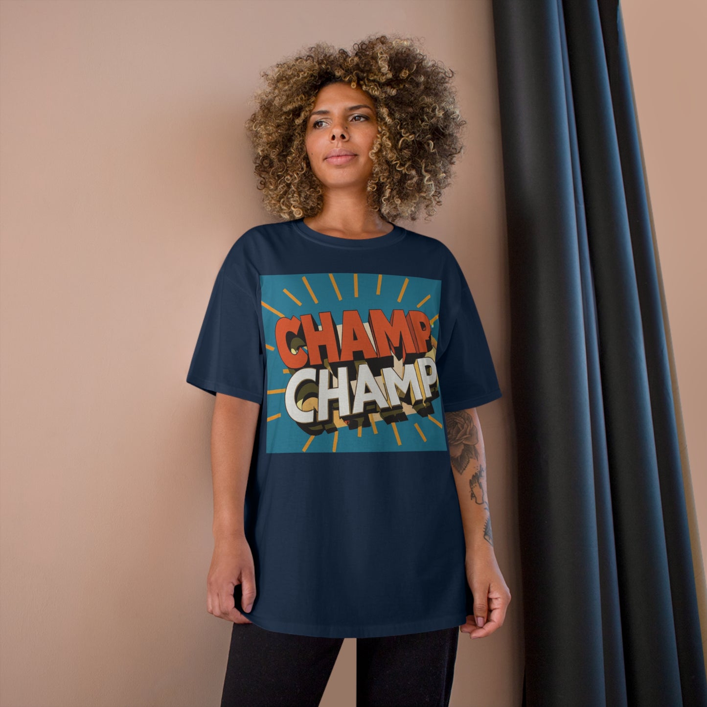 CHAMP-CHAMP Double Champ Logo 1930's Style Cartoon Art - AI Art - Champion T-Shirt