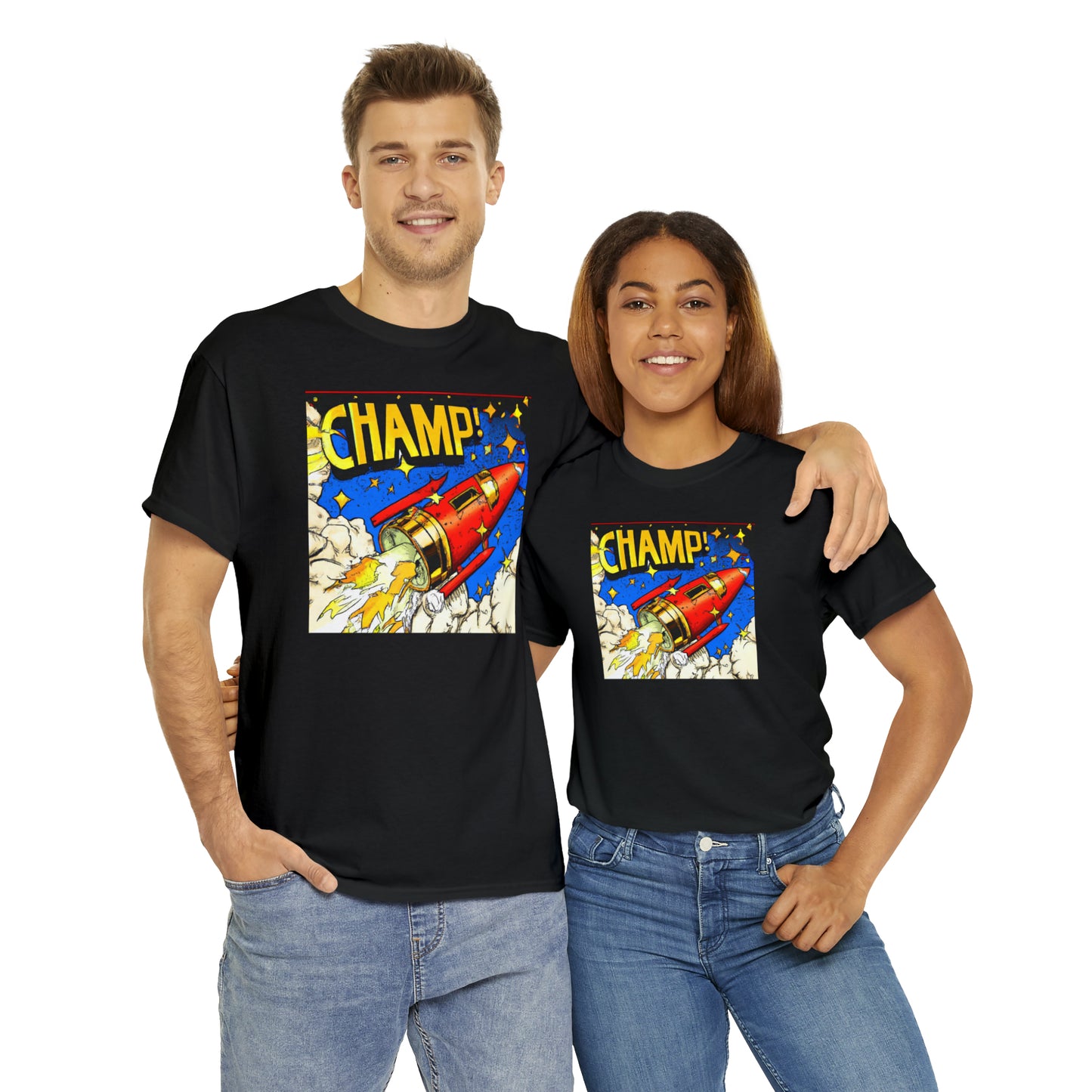 CHAMP! Spaceship 4 - 1700's Comic Style - AI Art - Gildan Heavy Cotton Tee