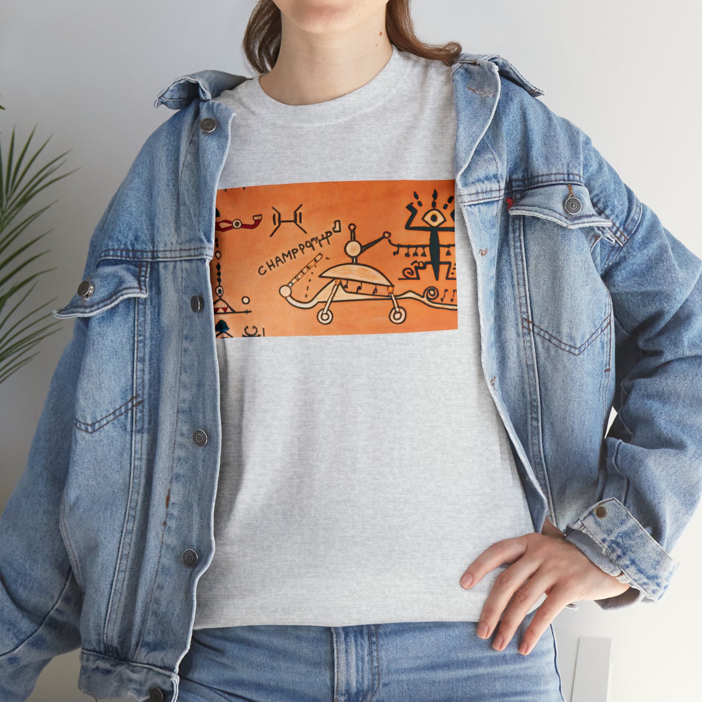 Heiroglyphic Spaceship - AI Art - Gildan Heavy Cotton Tee