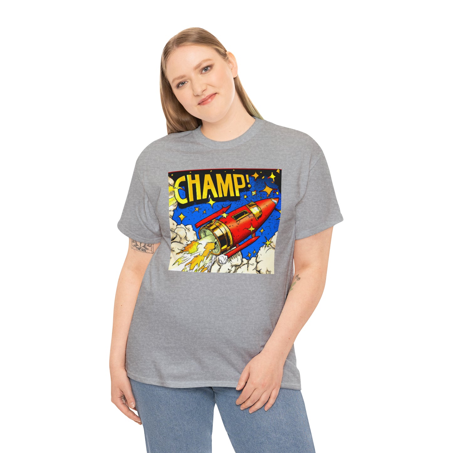 CHAMP! Spaceship 4 - 1700's Comic Style - AI Art - Gildan Heavy Cotton Tee