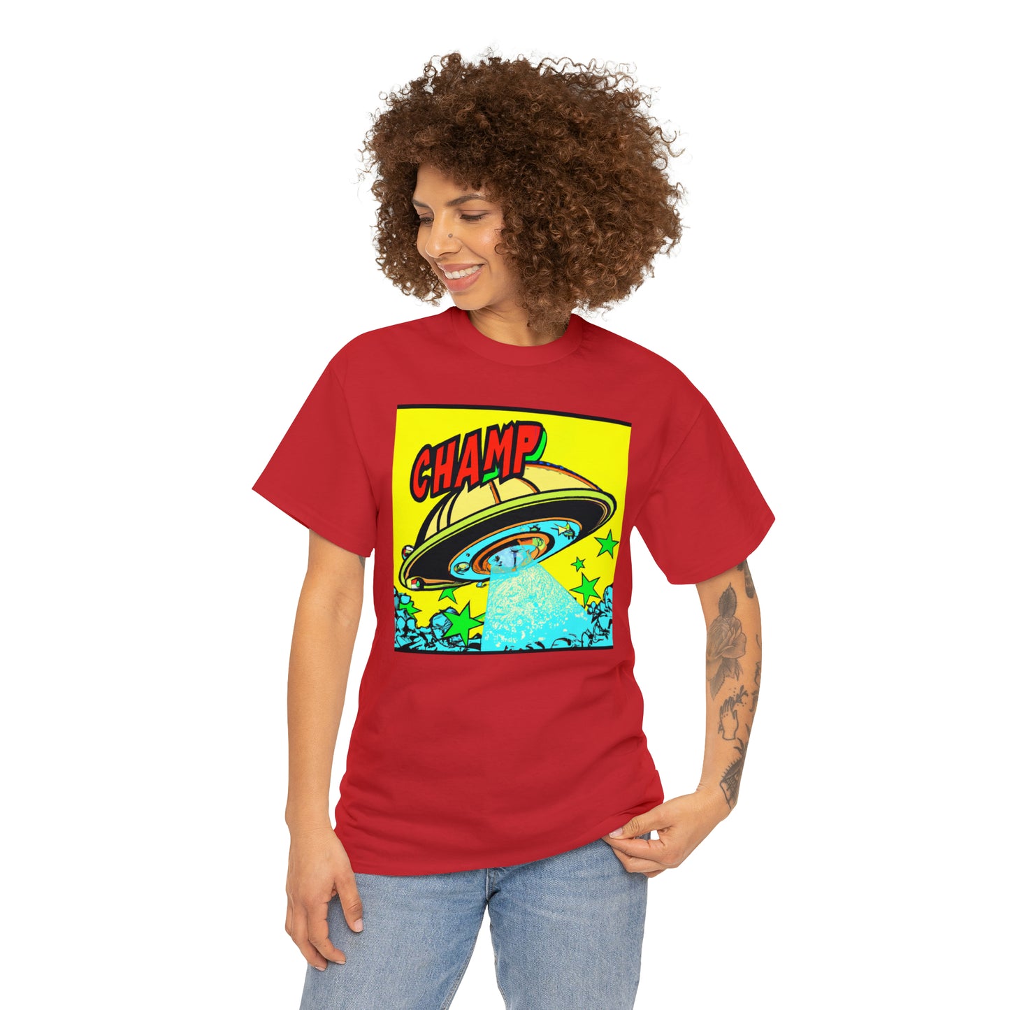 CHAMP UFO 18 - 1600's Style Comic Art - AI Art - Gildan Heavy Cotton Tee