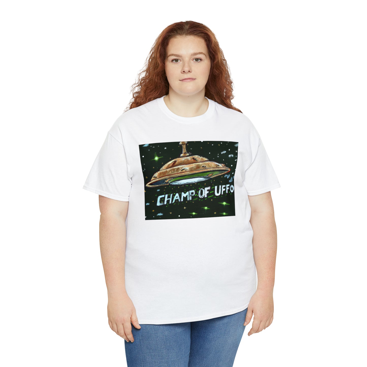 CHAMP OF UFFO (UFO 7) - Medeival Style Art - AI Art - Gildan Heavy Cotton Tee