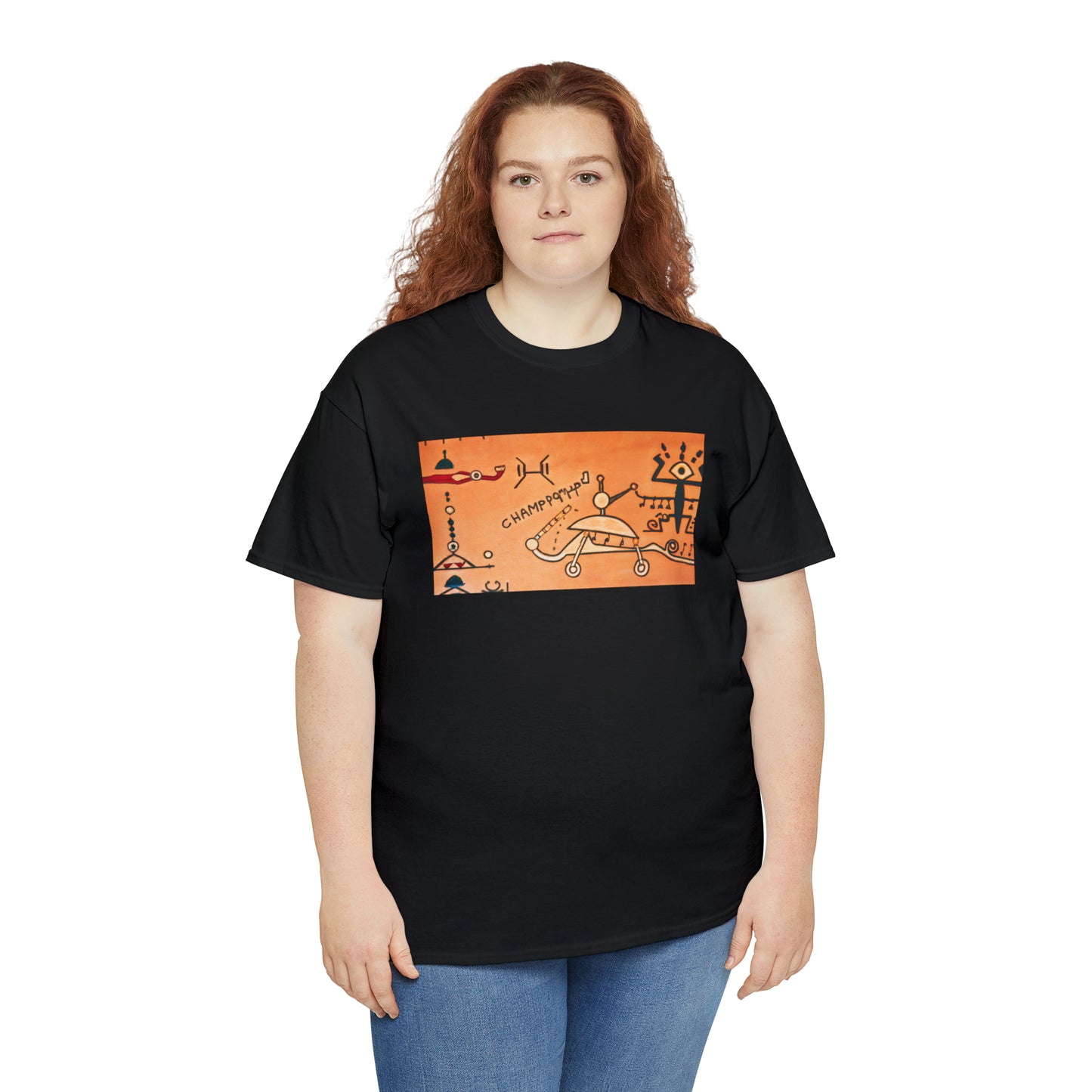 Heiroglyphic Spaceship - AI Art - Gildan Heavy Cotton Tee