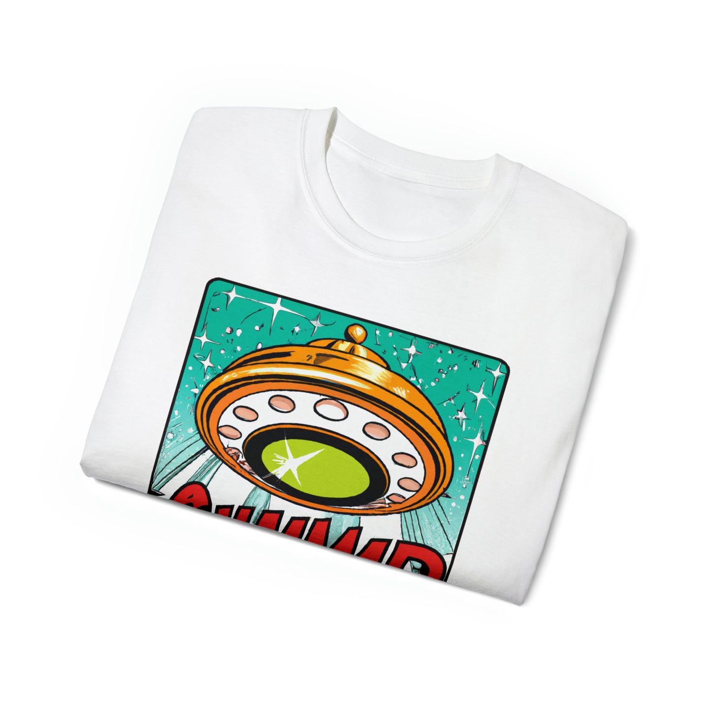 CHAMMMP. UFO 19 - 1950's Style Comic Book Art - AI Art - Gildan Ultra Cotton Tee