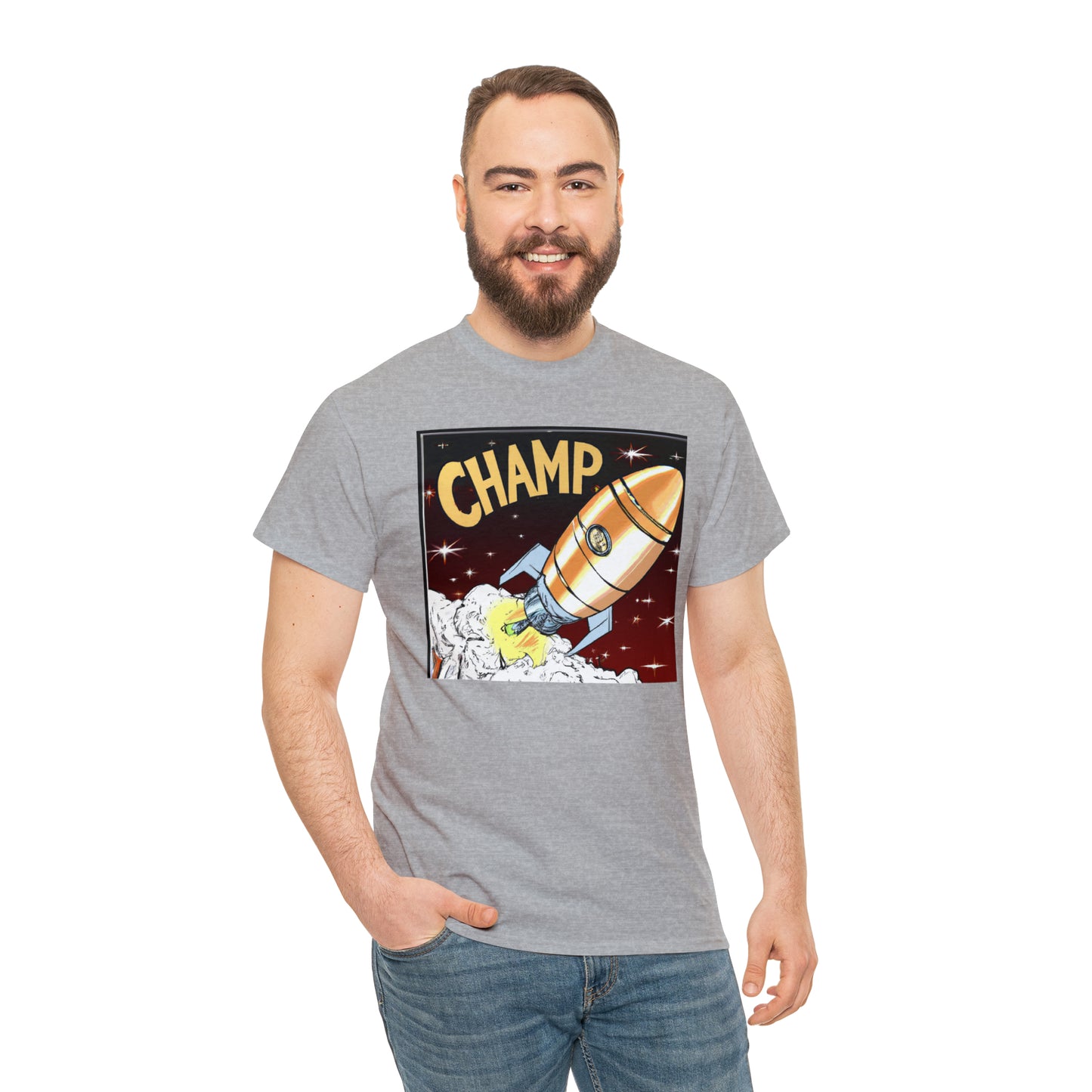 CHAMP Spaceship 12 - 1800's Style Comic Art - AI Art - Gildan Heavy Cotton Tee