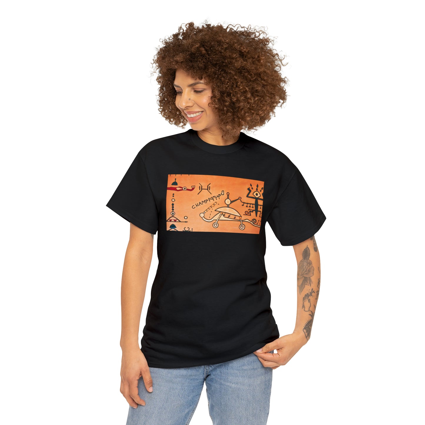 Heiroglyphic Spaceship - AI Art - Gildan Heavy Cotton Tee