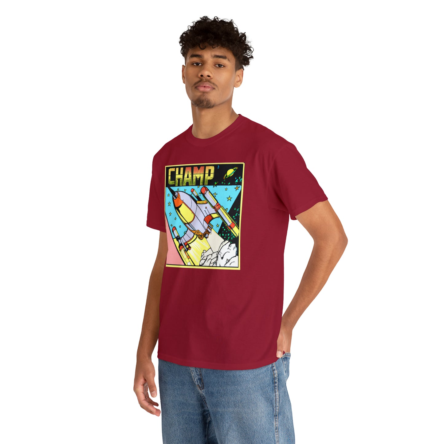 CHAMP Logo Spaceship 1 - 1980's Comic Book Style - AI Art - Gildan Heavy Cotton Tee