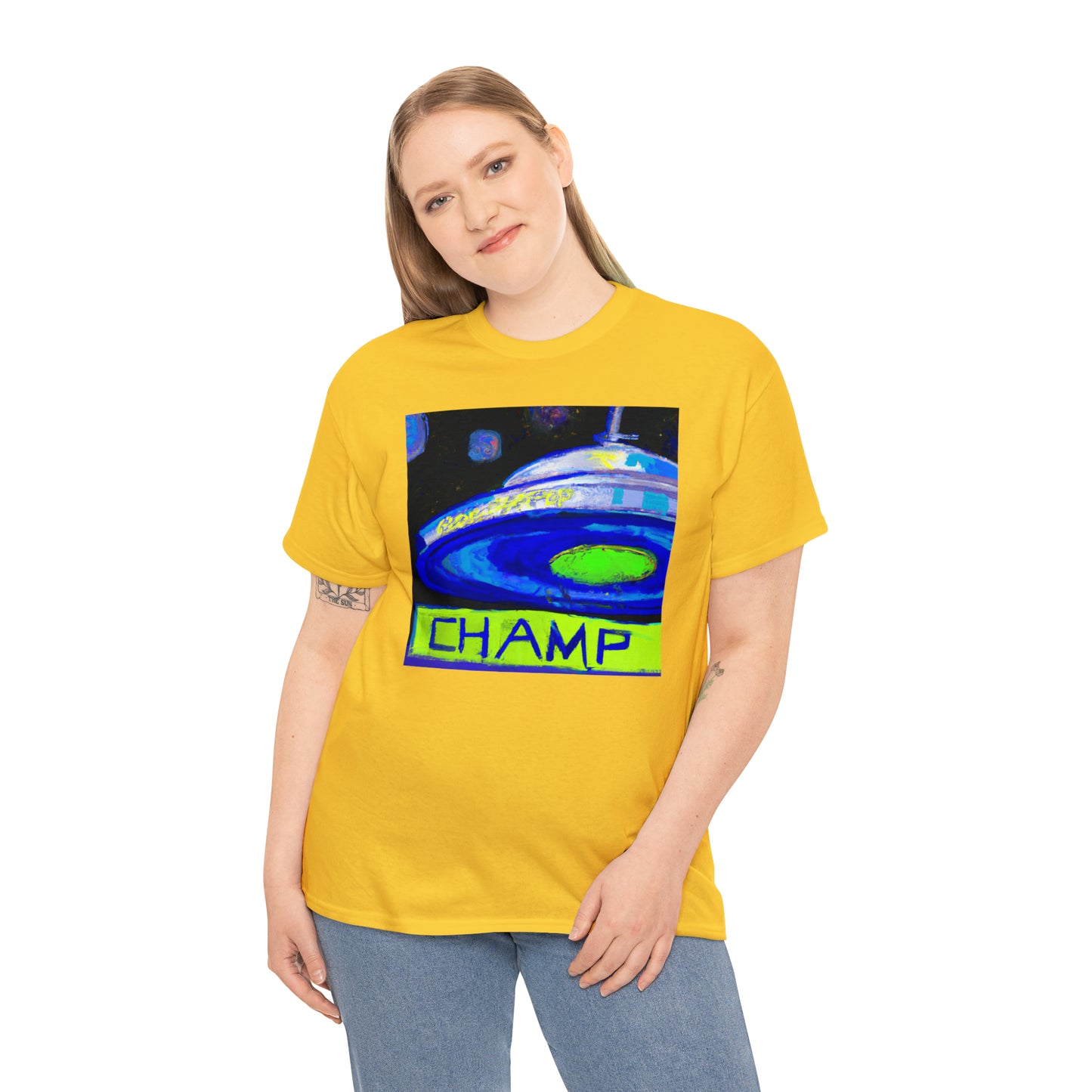 CHAMP UFO 12 - Post-Modern Style - AI Art - Gildan Heavy Cotton Tee