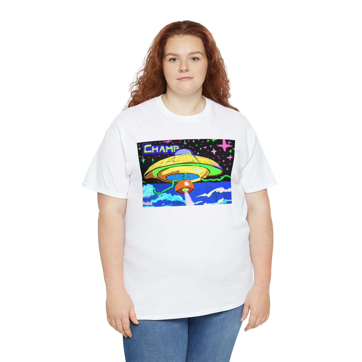 CHAMP UFO 15 - Post-Modern Style - AI Art - Gildan Heavy Cotton Tee