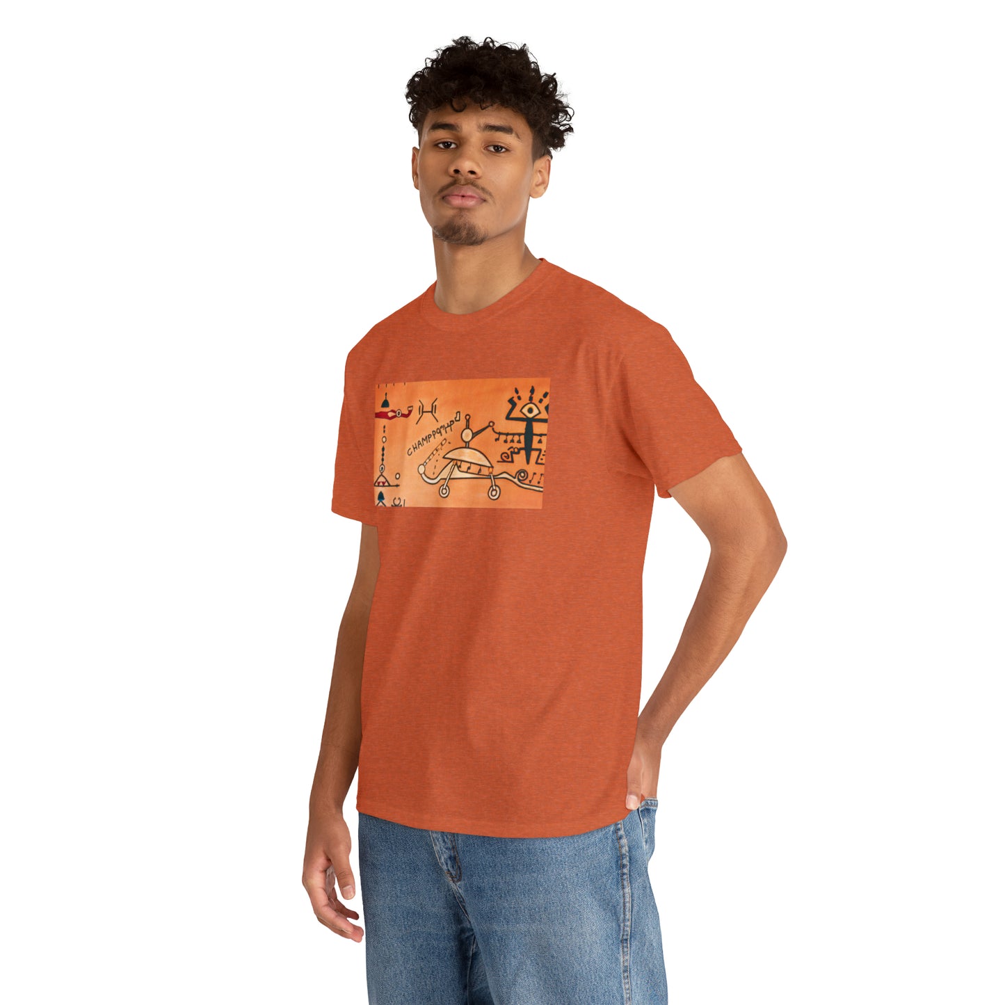 Heiroglyphic Spaceship - AI Art - Gildan Heavy Cotton Tee