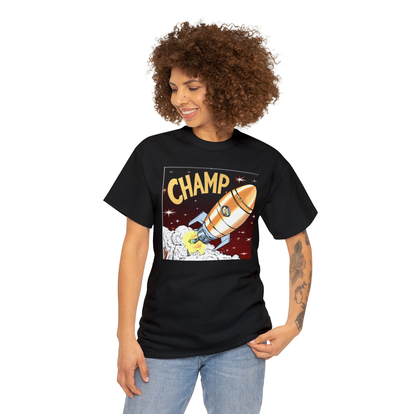 CHAMP Spaceship 12 - 1800's Style Comic Art - AI Art - Gildan Heavy Cotton Tee