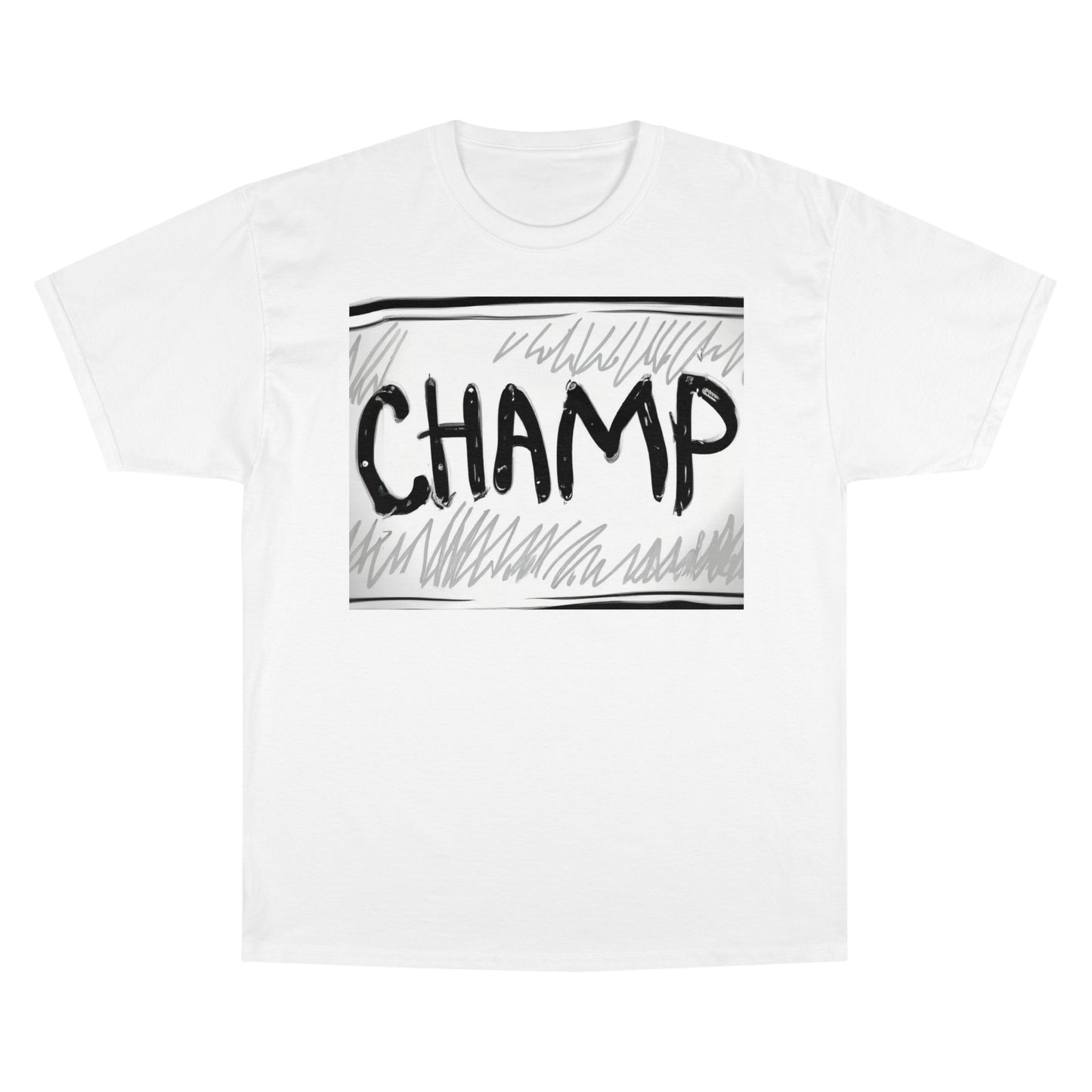 CHAMP Logo B&W Storyboard Style - AI Art - Champion T-Shirt