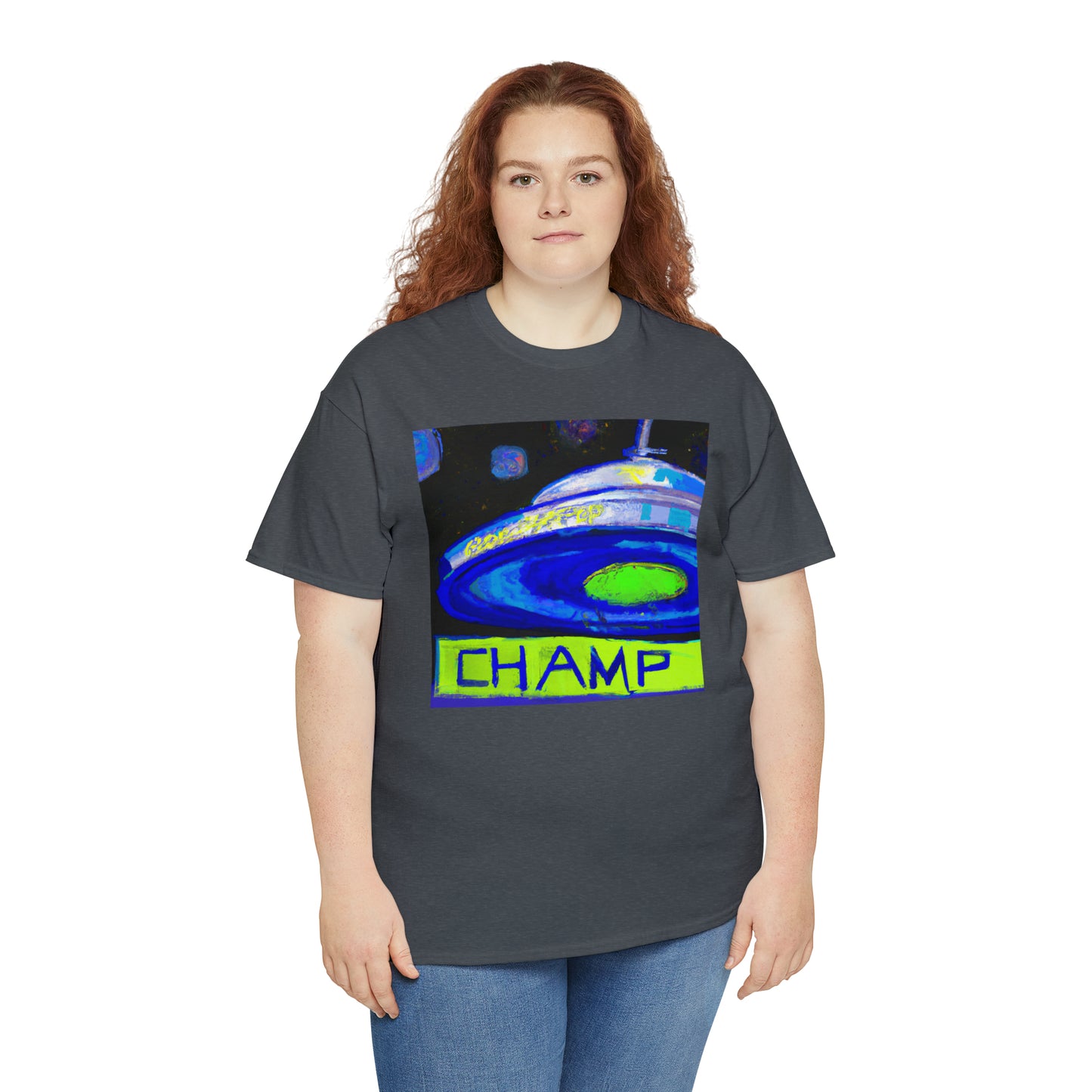 CHAMP UFO 12 - Post-Modern Style - AI Art - Gildan Heavy Cotton Tee