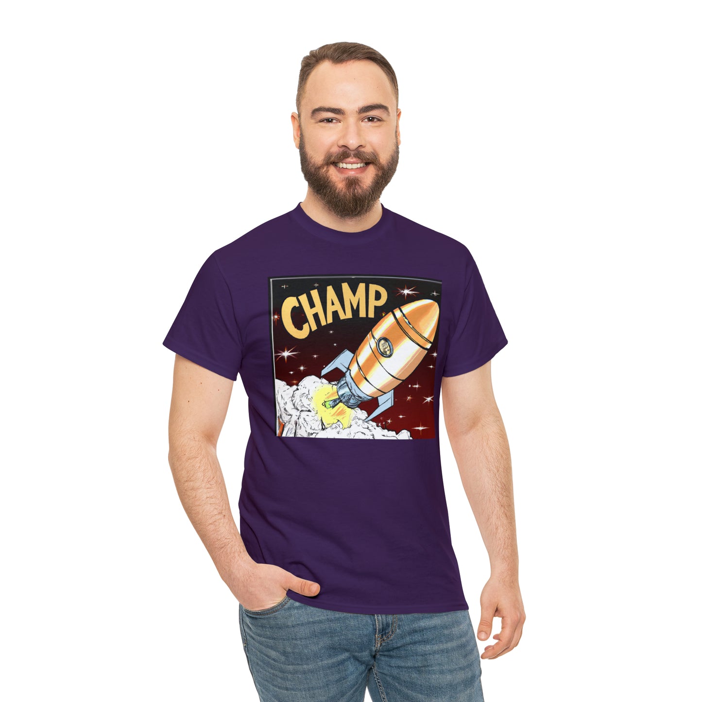 CHAMP Spaceship 12 - 1800's Style Comic Art - AI Art - Gildan Heavy Cotton Tee