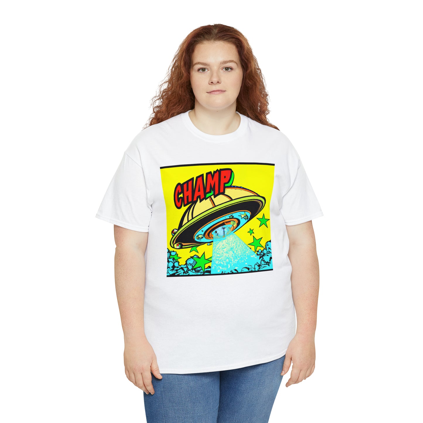 CHAMP UFO 18 - 1600's Style Comic Art - AI Art - Gildan Heavy Cotton Tee