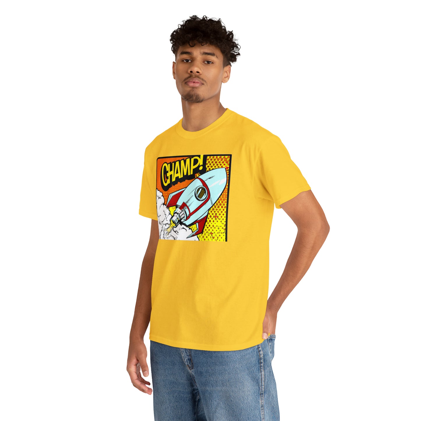 CHAMP! Spaceship 3 - 1950's Comic Book Style - AI Art - Gildan Heavy Cotton Tee