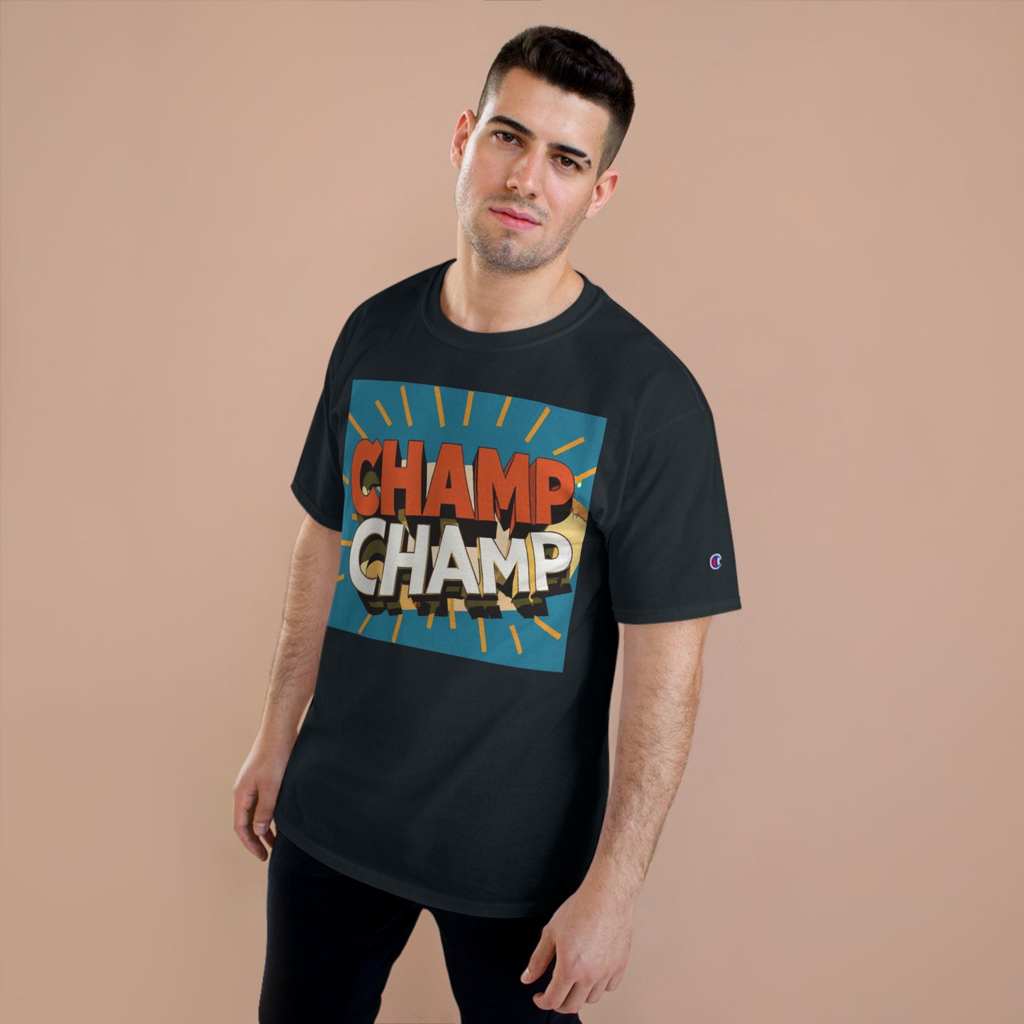 CHAMP-CHAMP Double Champ Logo 1930's Style Cartoon Art - AI Art - Champion T-Shirt