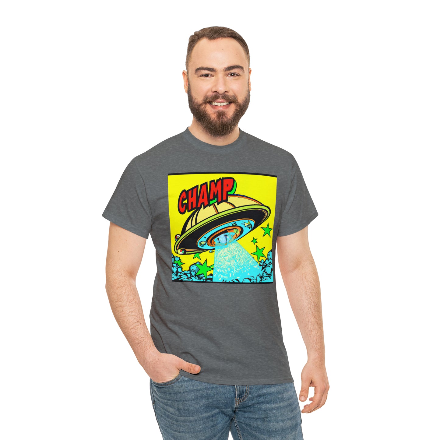 CHAMP UFO 18 - 1600's Style Comic Art - AI Art - Gildan Heavy Cotton Tee