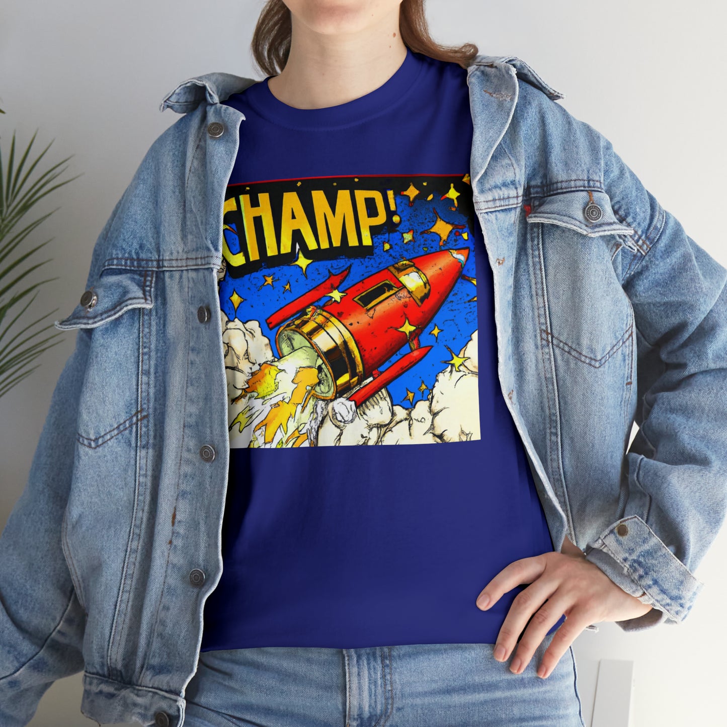 CHAMP! Spaceship 4 - 1700's Comic Style - AI Art - Gildan Heavy Cotton Tee