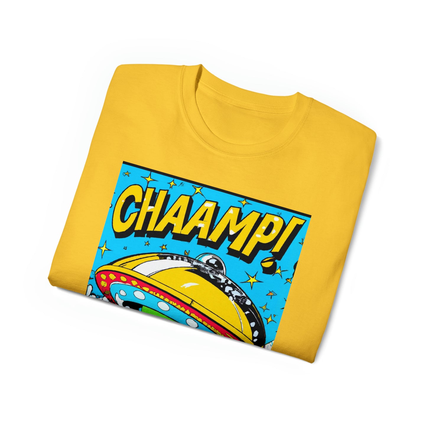 CHAAMP! UFO 24 - 1970's Style Comic Book Art - AI Art - Gildan Ultra Cotton Tee