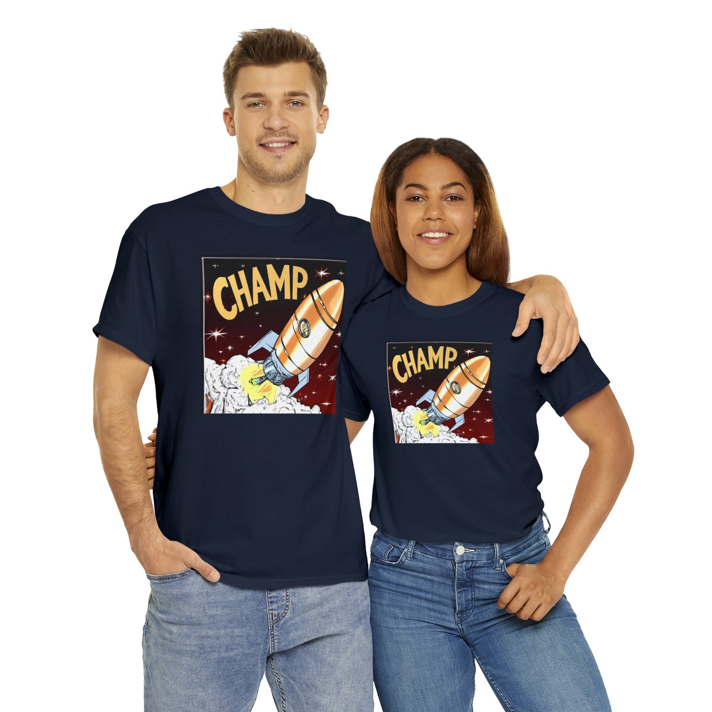 CHAMP Spaceship 12 - 1800's Style Comic Art - AI Art - Gildan Heavy Cotton Tee