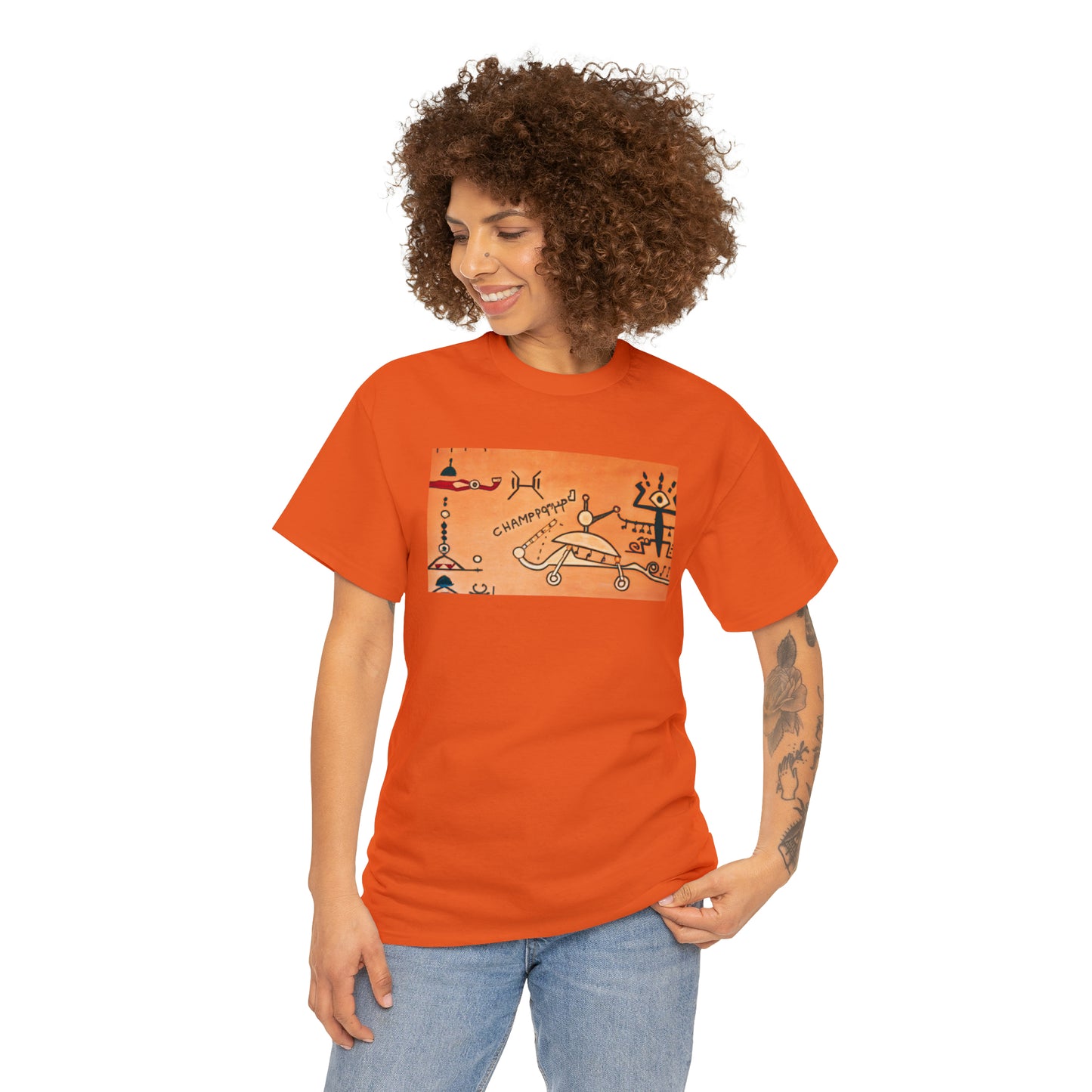 Heiroglyphic Spaceship - AI Art - Gildan Heavy Cotton Tee