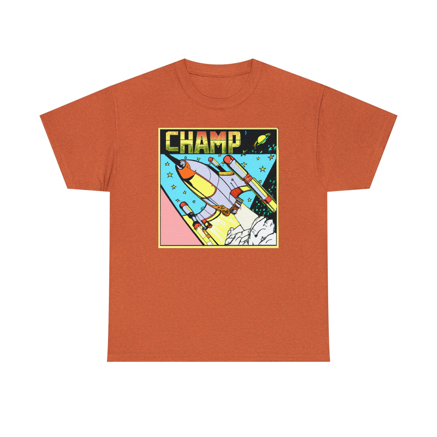 CHAMP Logo Spaceship 1 - 1980's Comic Book Style - AI Art - Gildan Heavy Cotton Tee