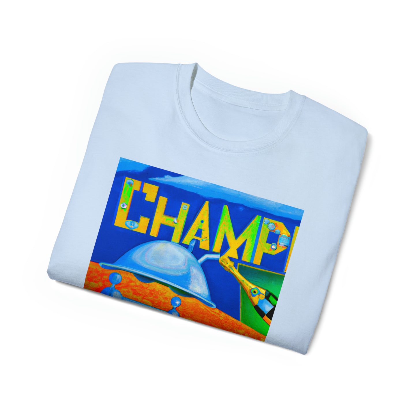 CHAMP Champagne Bottle - Cubist Style - AI Art - Gildan Ultra Cotton Tee