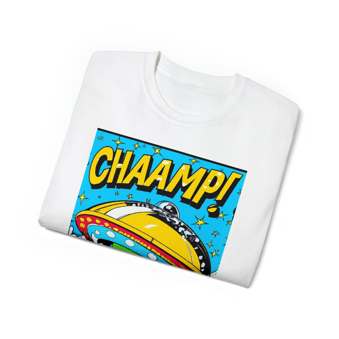 CHAAMP! UFO 24 - 1970's Style Comic Book Art - AI Art - Gildan Ultra Cotton Tee