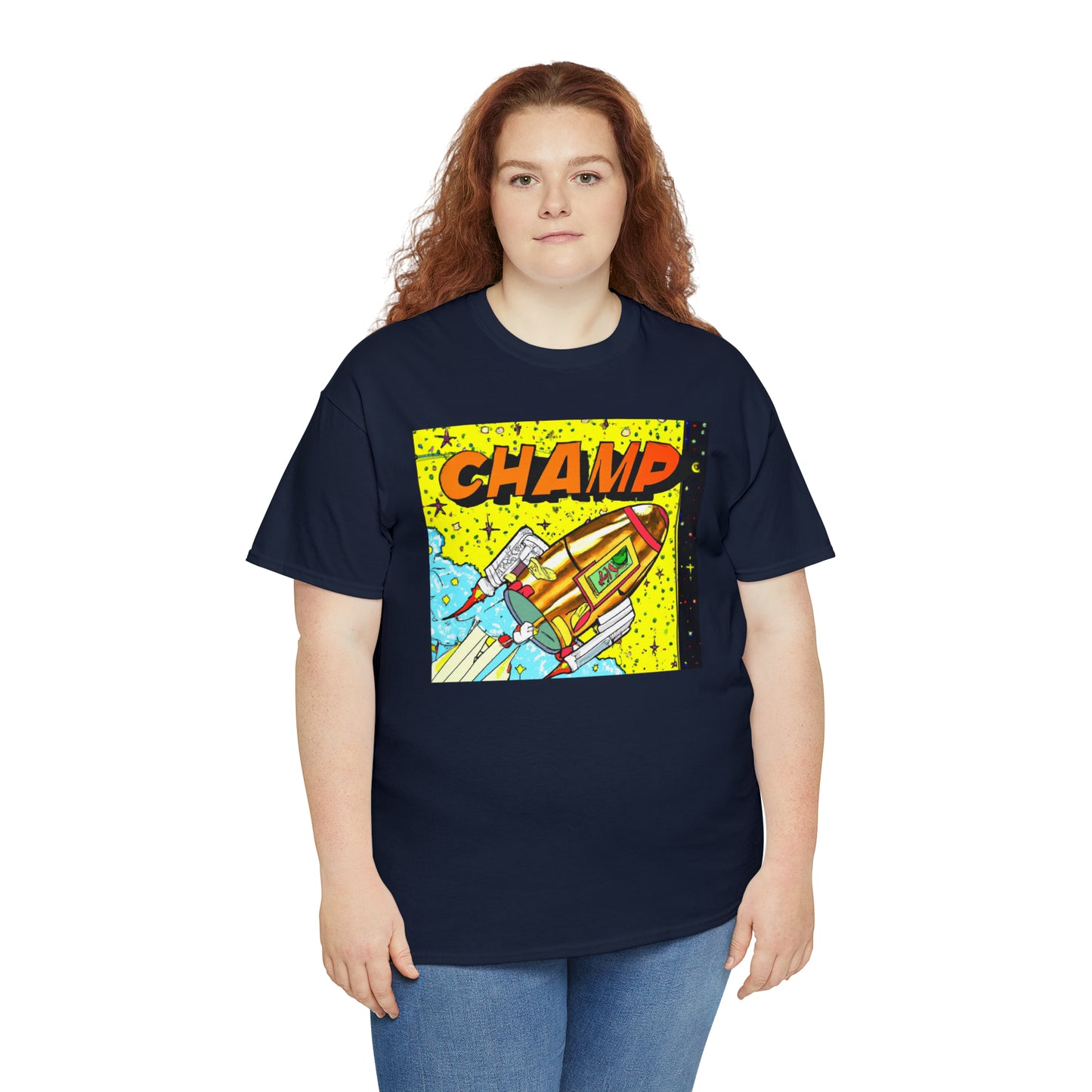 CHAMP Spaceship 8 - 1980's Style Comic Book Art - AI Art - Gildan Heavy Cotton Tee