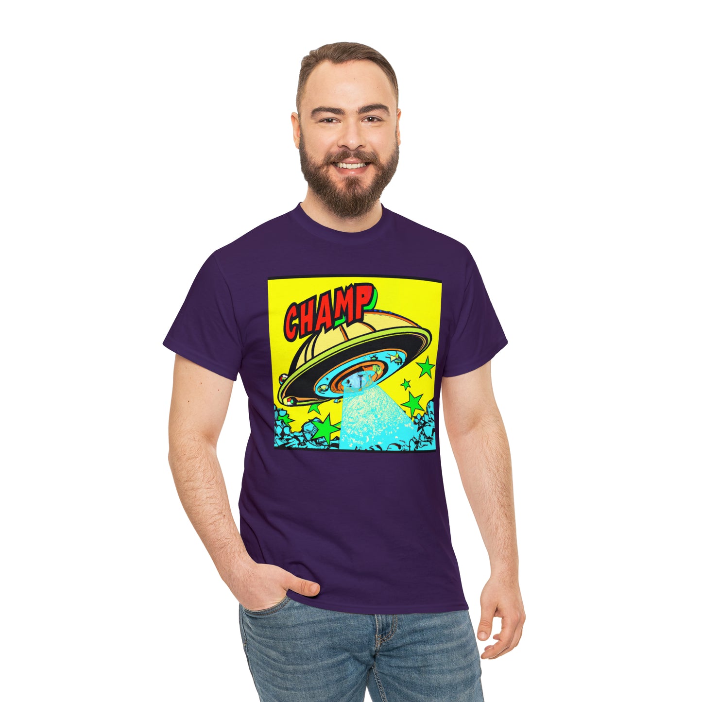 CHAMP UFO 18 - 1600's Style Comic Art - AI Art - Gildan Heavy Cotton Tee