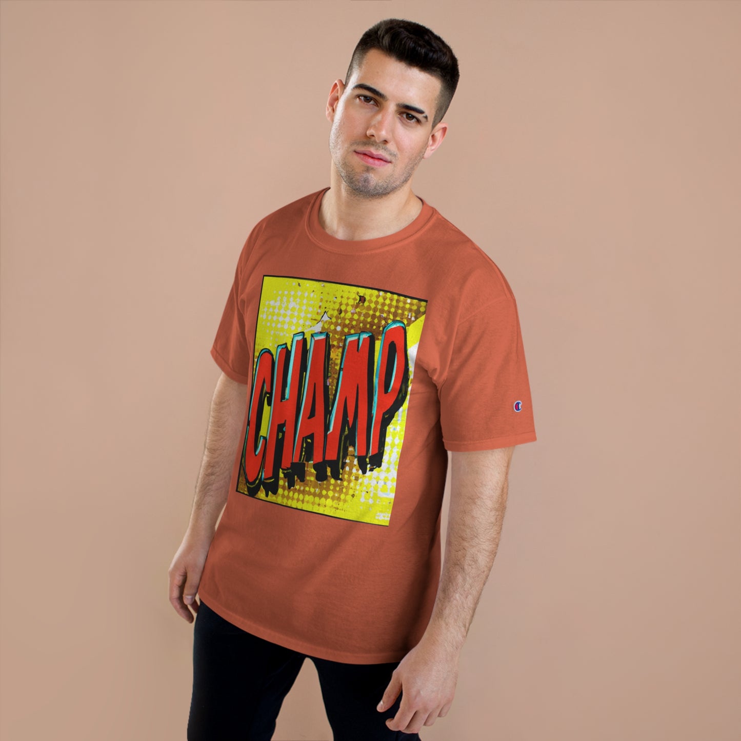 CHAMP Logo 1980's Comic Book Art Style - AI Art - Champion T-Shirt