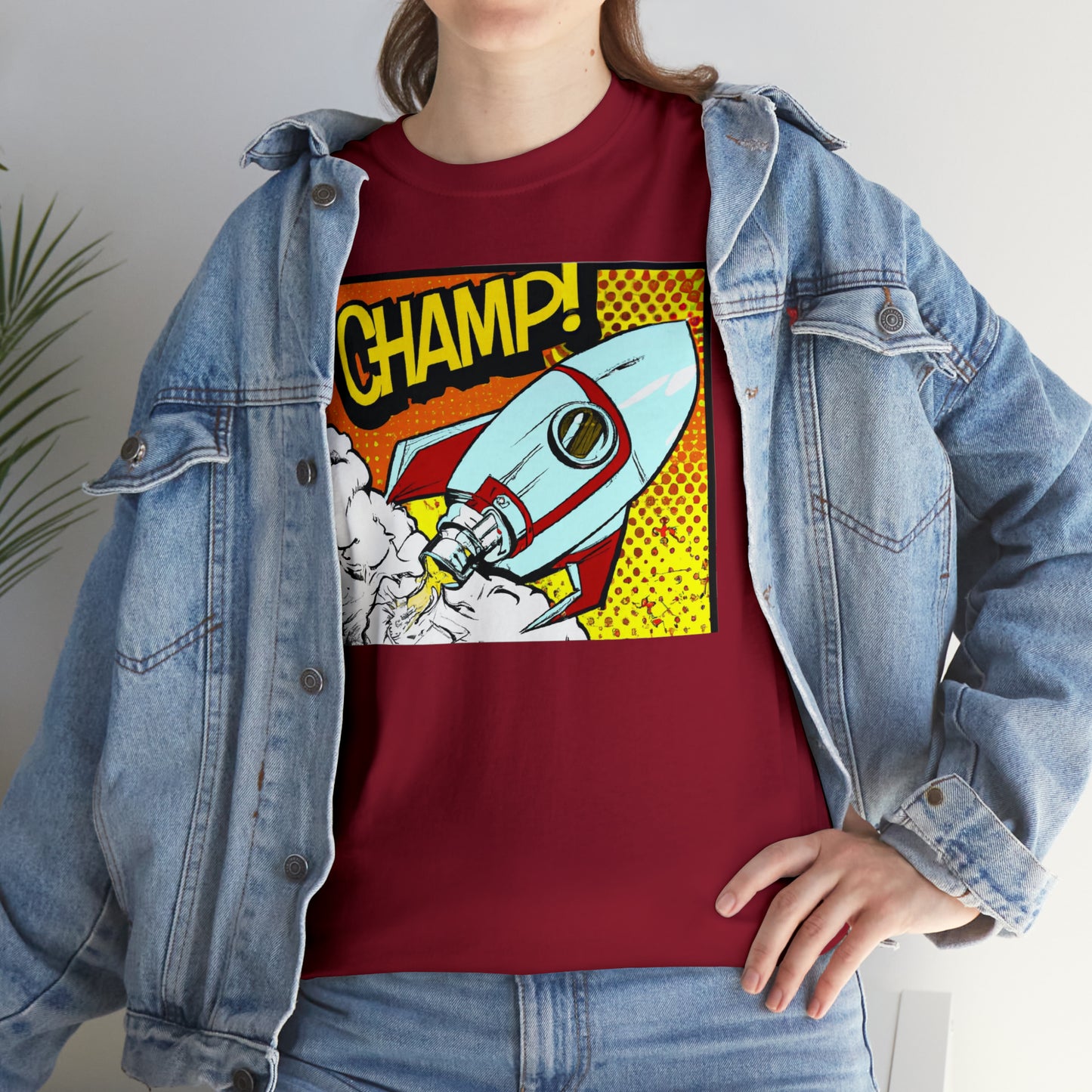 CHAMP! Spaceship 3 - 1950's Comic Book Style - AI Art - Gildan Heavy Cotton Tee