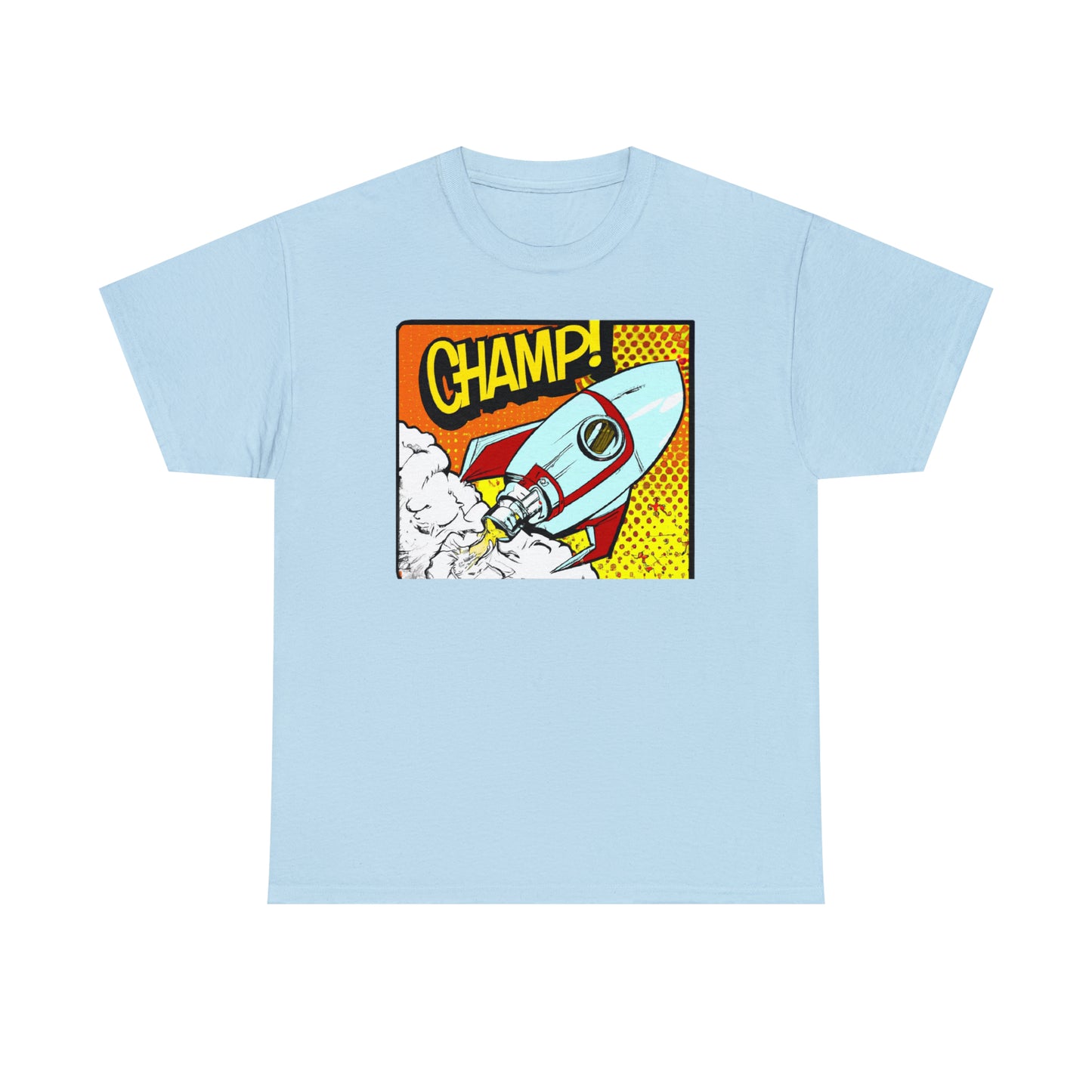 CHAMP! Spaceship 3 - 1950's Comic Book Style - AI Art - Gildan Heavy Cotton Tee