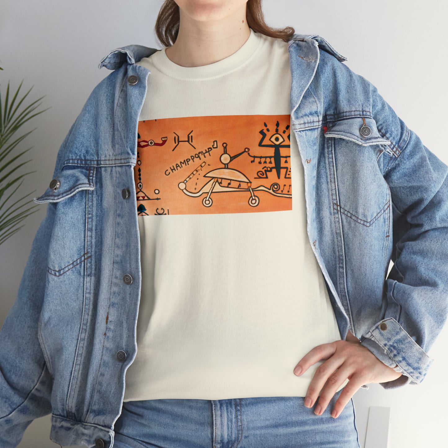 Heiroglyphic Spaceship - AI Art - Gildan Heavy Cotton Tee