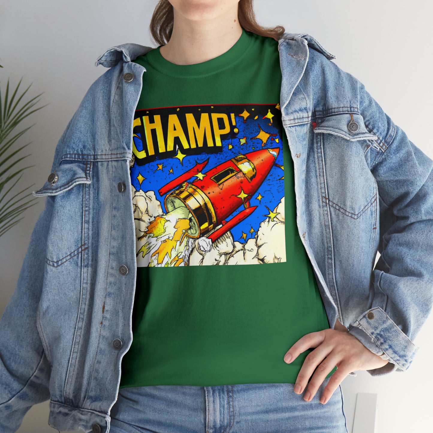 CHAMP! Spaceship 4 - 1700's Comic Style - AI Art - Gildan Heavy Cotton Tee