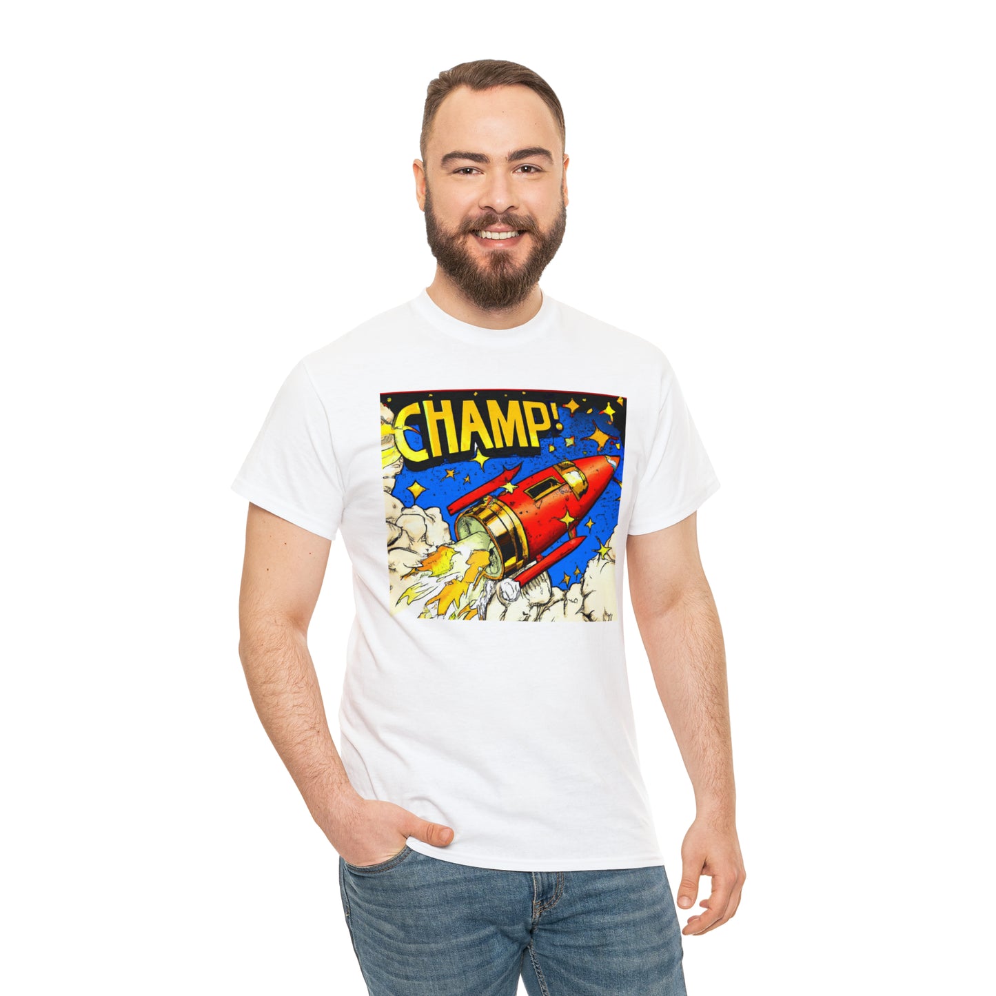 CHAMP! Spaceship 4 - 1700's Comic Style - AI Art - Gildan Heavy Cotton Tee